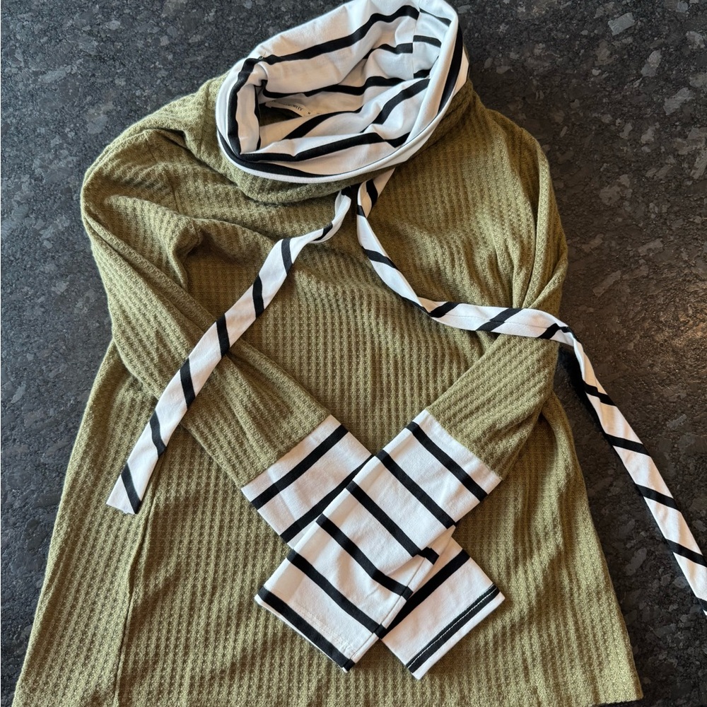 Striped Olive Green Women's Sweater